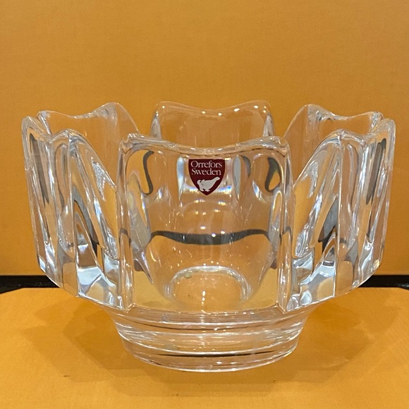 Vintage Orrefors Sweden Signed LH 1384-121 Lars Hellsten 6” Corona Crystal Bowl - Picture 2 of 16